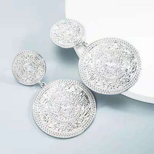 Silver Tone Earrings Alloy Double Circle  Earrings